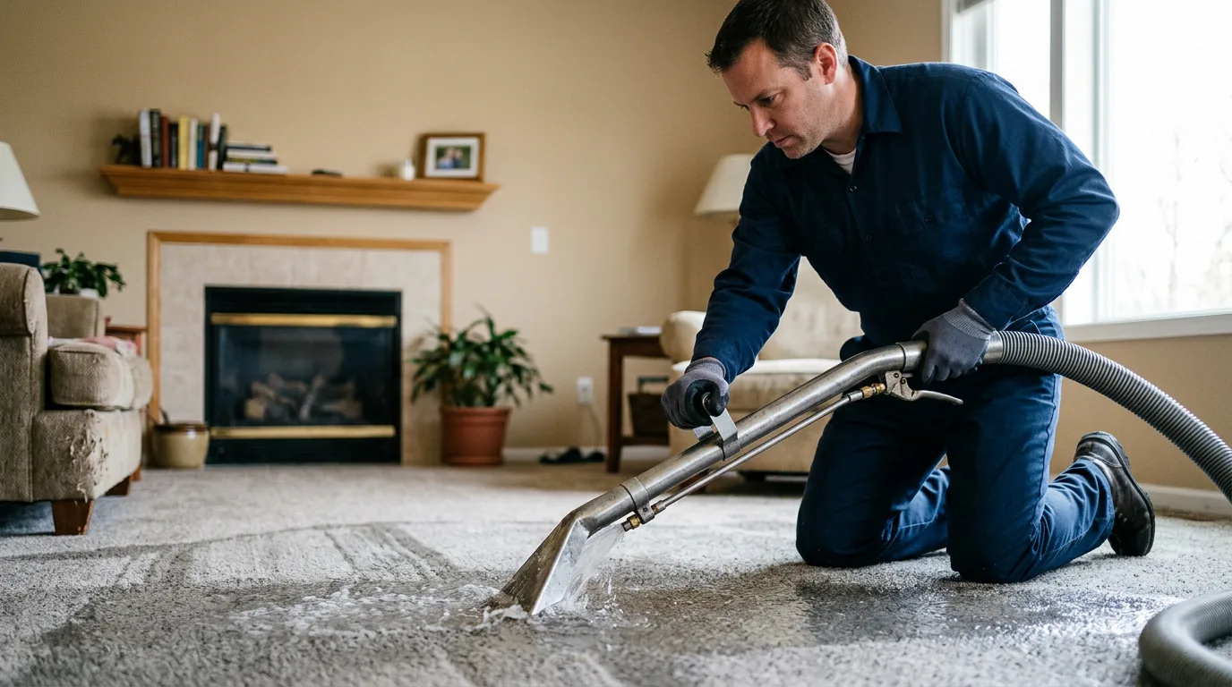 Water damage restoration technician working near Randolph, MA